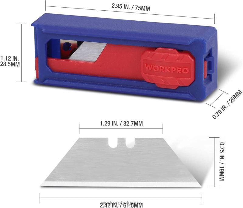 WORKPROlames de couteaux utilitaires, recharges de lames de cutter en acier sk5, taille standard avec distributeur individuel, paquet de 50 N4DL55 outil