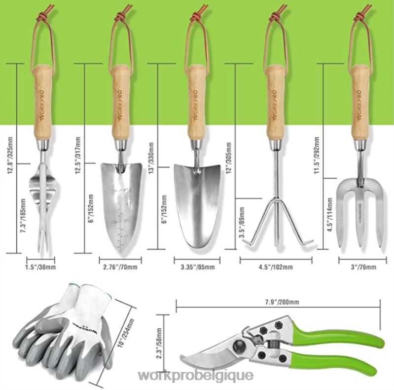 WORKPROScie à chaîne sans fil, ensemble d'outils de jardinage de 7 pièces, 2 paires de gants de jardinage et genouillères de jardinage. N4DL314 outil
