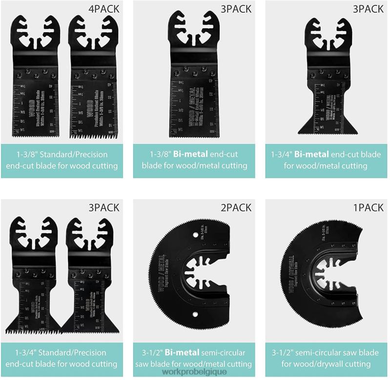 WORKPROEnsemble de 23 lames de scie oscillantes métal/bois N4DL194 outil