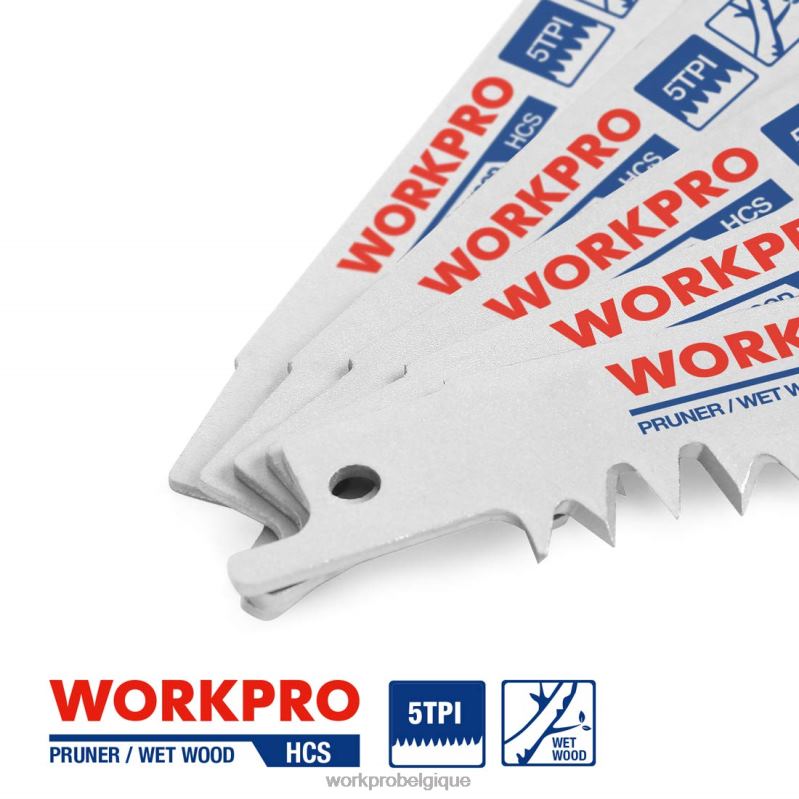 WORKPROEnsemble de 5 lames de scie alternative pour l'élagage du bois de 9 pouces N4DL208 outil