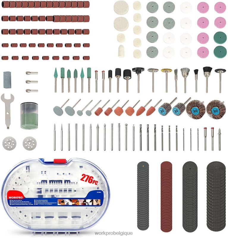 WORKPROKit d'accessoires pour outils rotatifs, 276 pièces, coupe, sculpture et polissage, montage universel N4DL191 outil