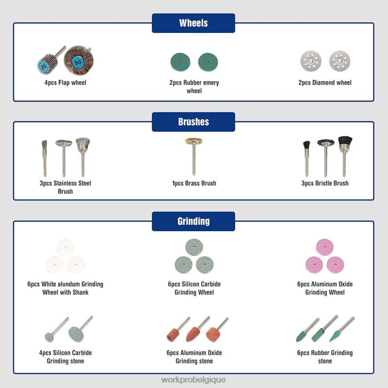 WORKPROKit d'accessoires pour outils rotatifs, 276 pièces, coupe, sculpture et polissage, montage universel N4DL191 outil
