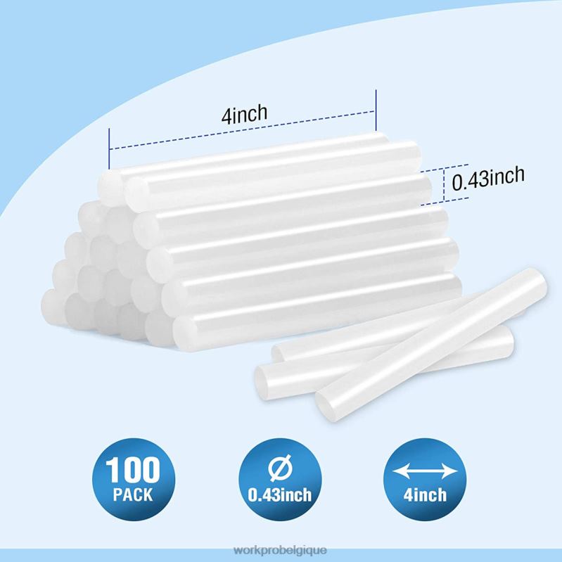 WORKPROPaquet de 100 bâtons de colle chaude pleine grandeur compatibles avec la plupart des pistolets à colle N4DL196 outil