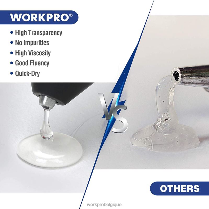 WORKPROPaquet de 100 bâtons de colle chaude pleine grandeur compatibles avec la plupart des pistolets à colle N4DL196 outil