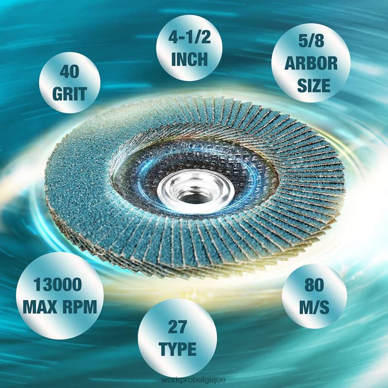 WORKPROPaquet de 5 disques à lamelles en zircone, disque de ponçage pour meuleuse d'angle, meules de 4-1/2 pouces N4DL206 outil