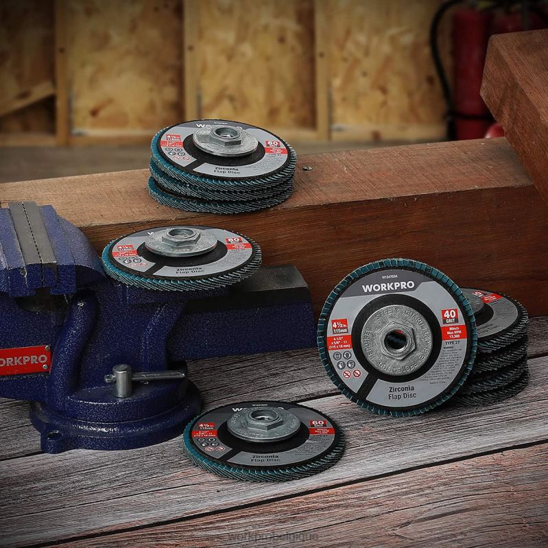 WORKPROPaquet de 5 disques à lamelles en zircone, disque de ponçage pour meuleuse d'angle, meules de 4-1/2 pouces N4DL206 outil