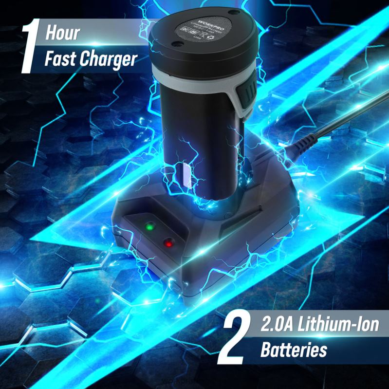 WORKPROPolisseuse sans fil 12 V, mini tampon de détail de voiture et kit de ponceuse avec 2 batteries Li-ion N4DL229 outil