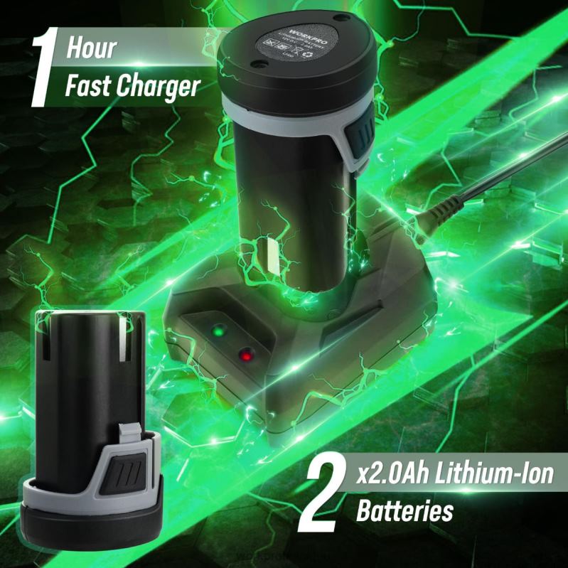 WORKPROPolisseuse tampon de voiture sans fil à double action de 6 pouces avec 2 batteries rechargeables 12v N4DL238 outil