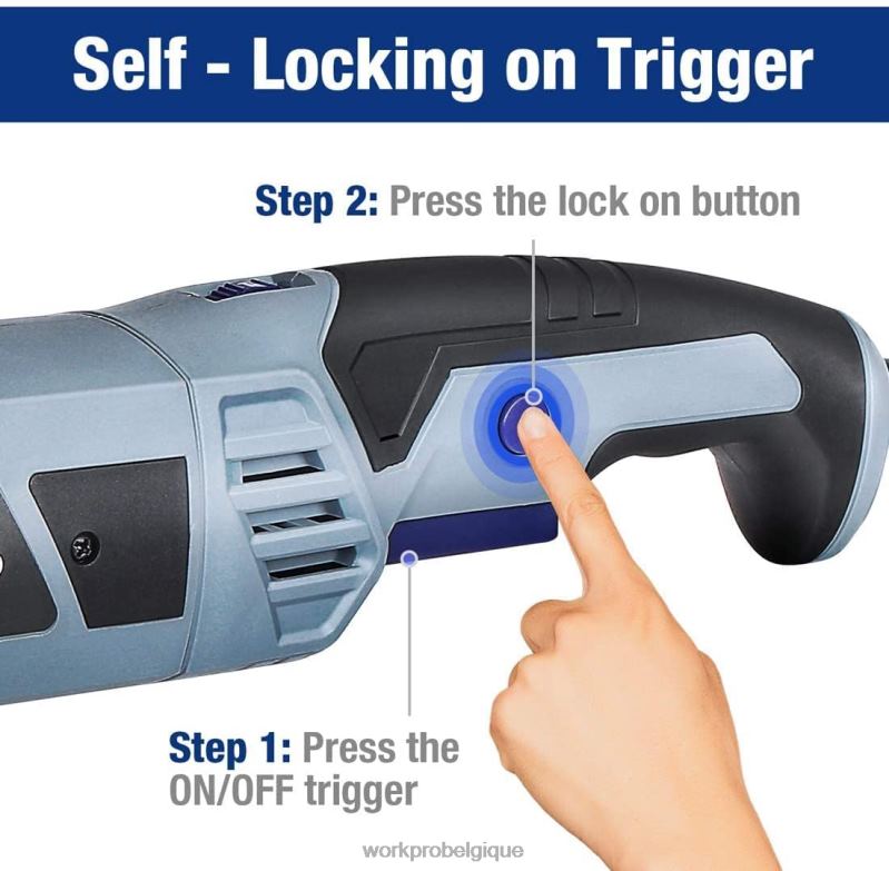 WORKPROpolisseuse tampon à poignée amovible avec accessoires N4DL231 outil