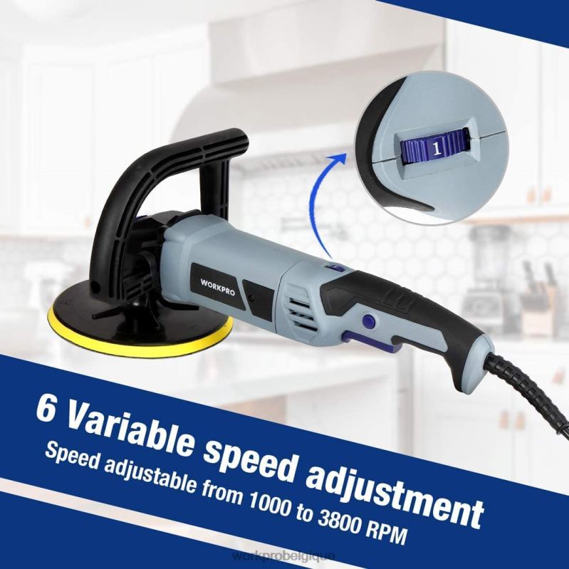 WORKPROpolisseuse tampon à poignée amovible avec accessoires N4DL231 outil