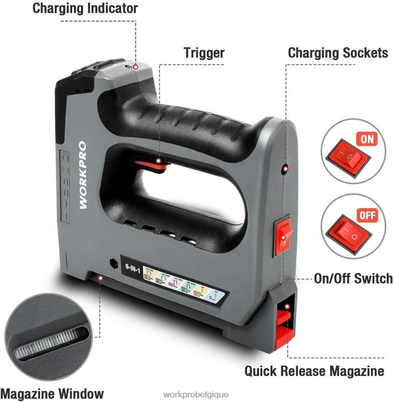 WORKPROAgrafeuse sans fil rechargeable 6 en 1 3,6 V N4DL166 outil