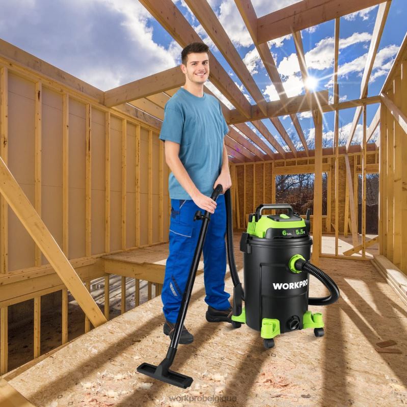 WORKPROAspirateur d'atelier de 6 gallons, aspirateur d'atelier de 5,5 chevaux de puissance maximale avec tuyau de filtre hepa et accessoires N4DL215 outil