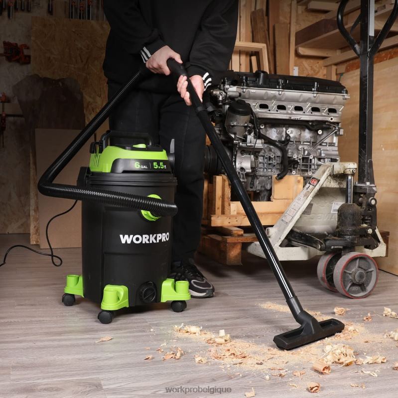 WORKPROAspirateur d'atelier de 6 gallons, aspirateur d'atelier de 5,5 chevaux de puissance maximale avec tuyau de filtre hepa et accessoires N4DL215 outil