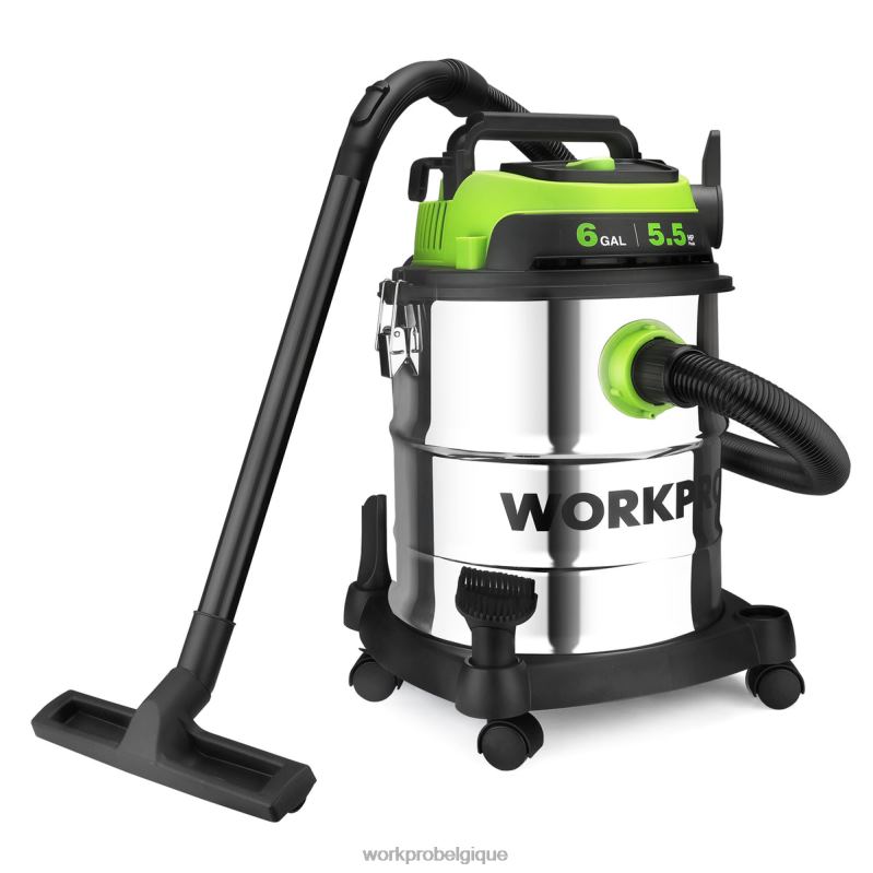 WORKPROAspirateur d'atelier sec/humide de 6 gallons avec filtre Hepa, tuyau et accessoires pour la collecte de poussière à la maison/sur chantier N4DL213 outil