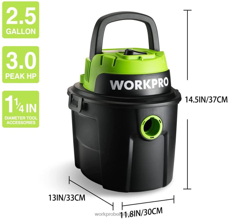 WORKPROAspirateur humide/sec 2,5 gallons 3 chevaux de pointe, aspirateur d'atelier portable pour la maison N4DL216 outil
