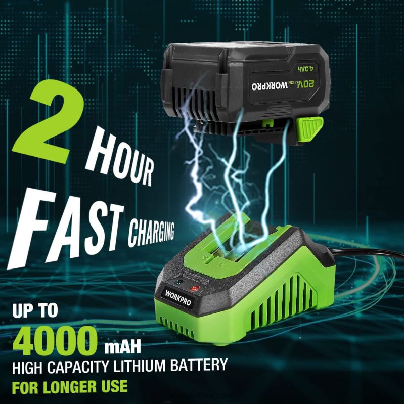 WORKPROClé à chocs sans fil 20 V, avec batterie 4,0 Ah, chargeur rapide, 4 douilles à chocs et étui de rangement N4DL188 outil