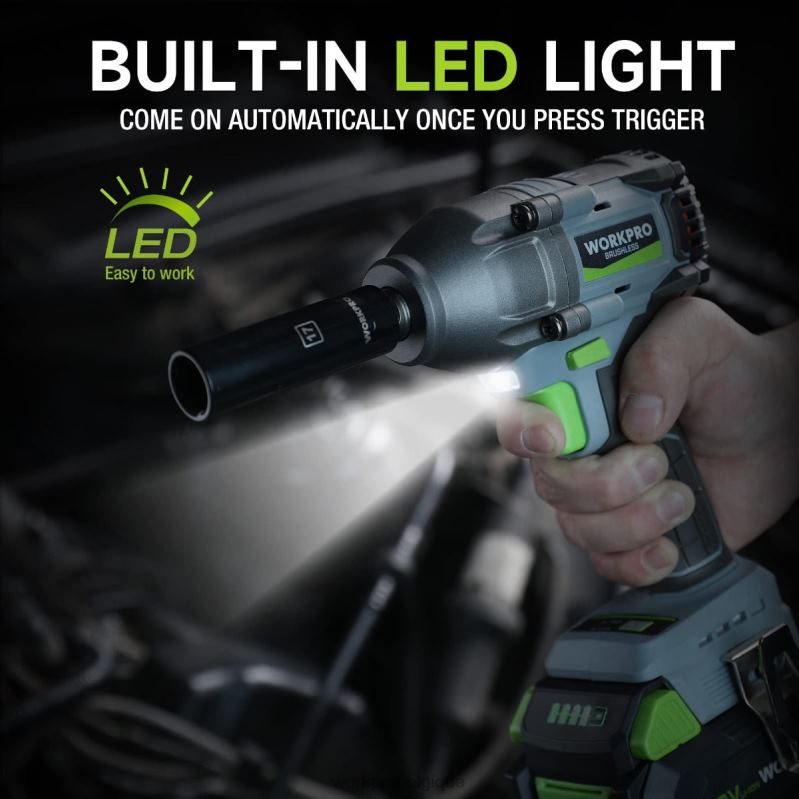 WORKPROClé à chocs sans fil 20 V, avec batterie 4,0 Ah, chargeur rapide, 4 douilles à chocs et étui de rangement N4DL188 outil