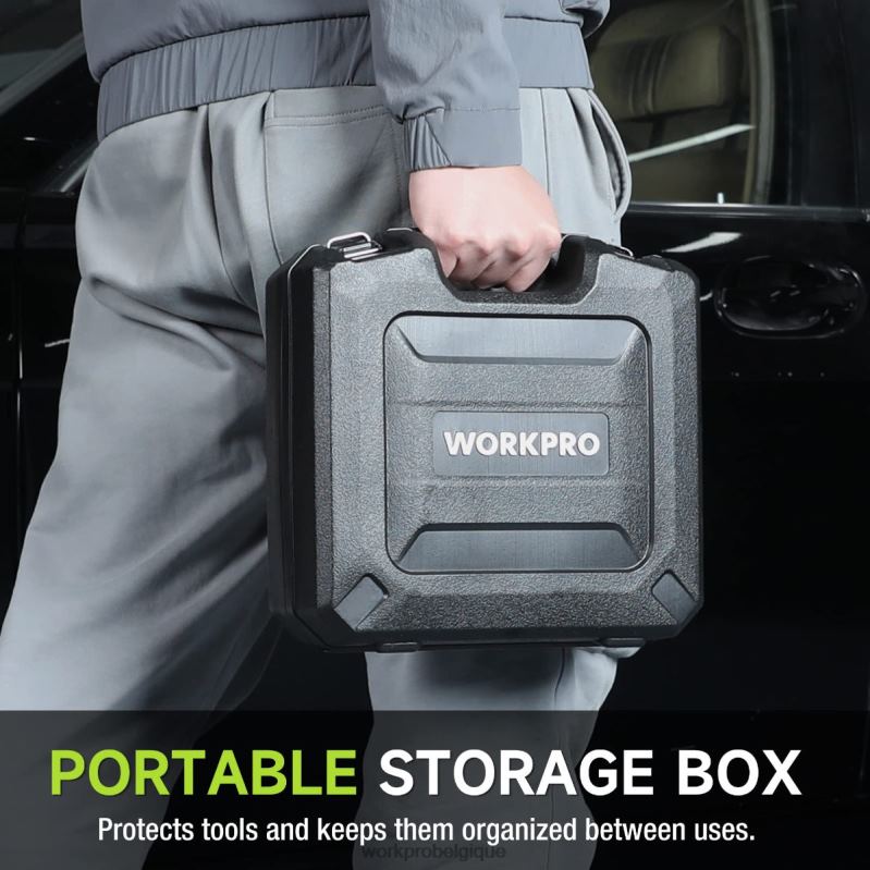 WORKPROClé à chocs sans fil 20 V, avec batterie 4,0 Ah, chargeur rapide, 4 douilles à chocs et étui de rangement N4DL188 outil