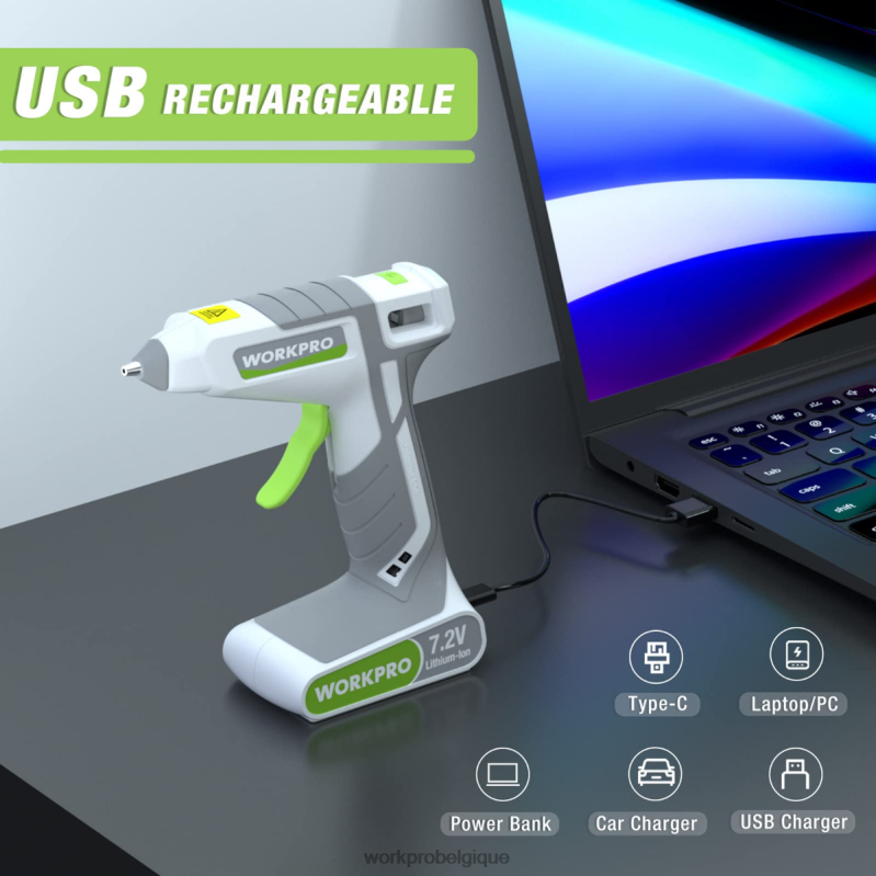 WORKPROKit de pistolet à colle thermofusible sans fil 7,2 V N4DL164 outil