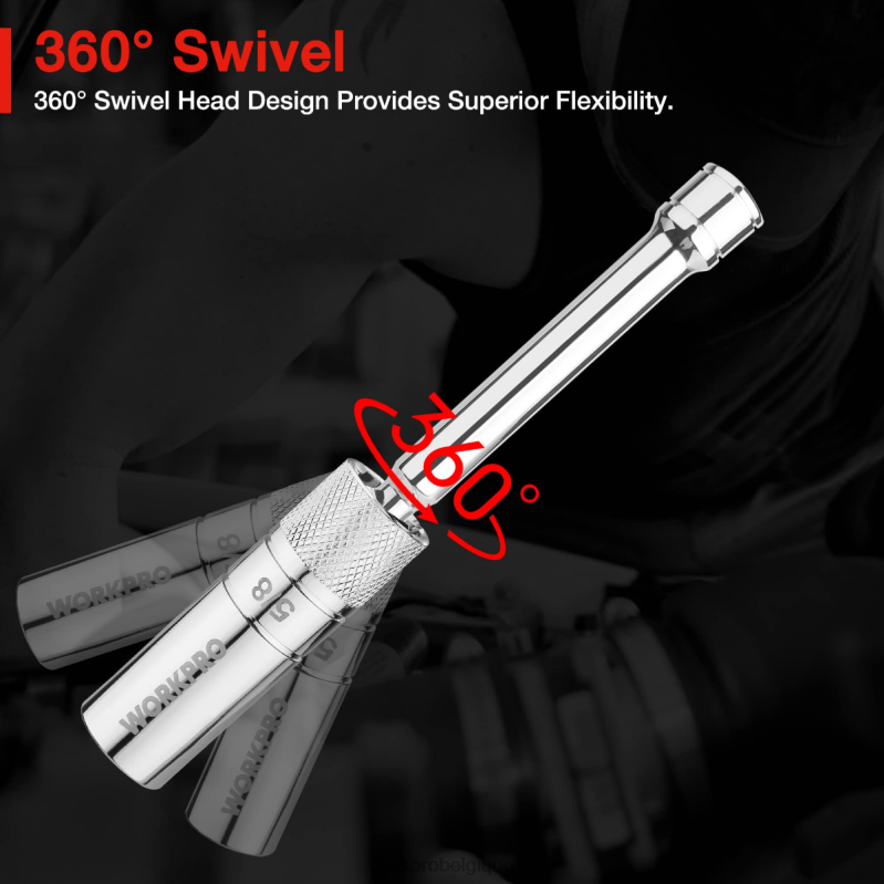 WORKPRO6 pièces-9/16 pouces, 5/8 pouces, 13/16 pouces, 14 mm de douilles murales minces avec extensions de 4, 6, 11 pouces, jeu de douilles de bougie d'allumage pivotantes magnétiques N4DL139 outil