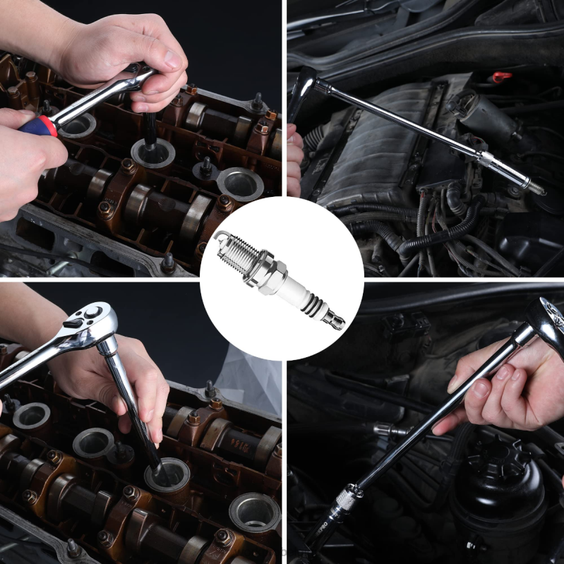 WORKPRO6 pièces-9/16 pouces, 5/8 pouces, 13/16 pouces, 14 mm de douilles murales minces avec extensions de 4, 6, 11 pouces, jeu de douilles de bougie d'allumage pivotantes magnétiques N4DL139 outil