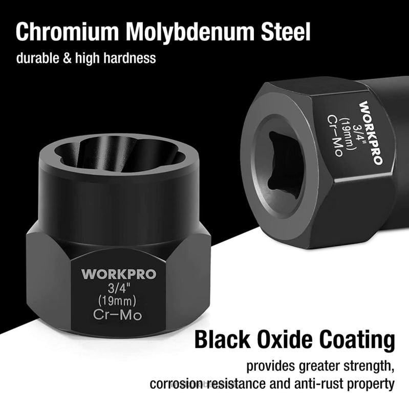 WORKPROEnsemble de 15 extracteurs de boulons et d'écrous à percussion N4DL128 outil