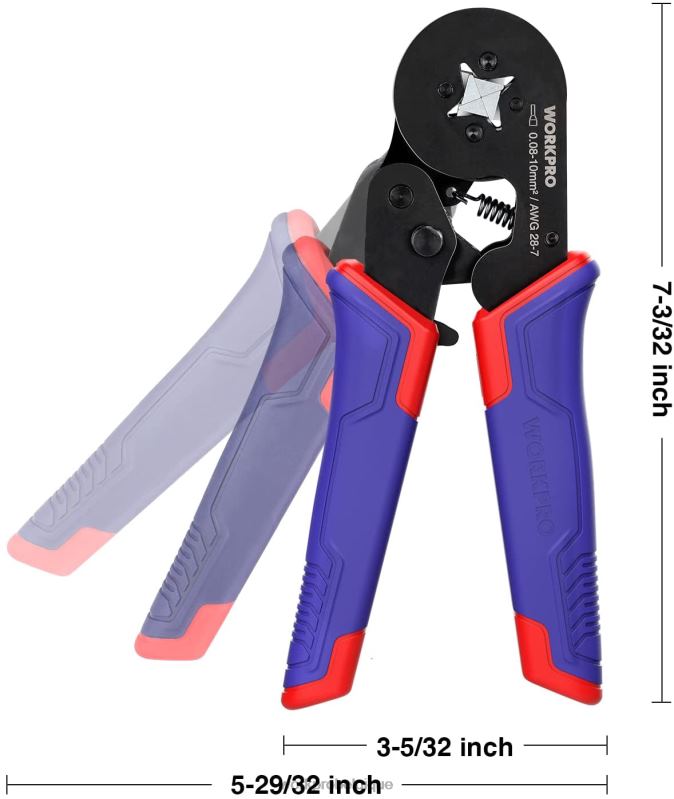 WORKPROKit d'outils de sertissage de virole, outil de sertissage de fil à cliquet auto-ajustable awg 28-7 N4DL161 outil