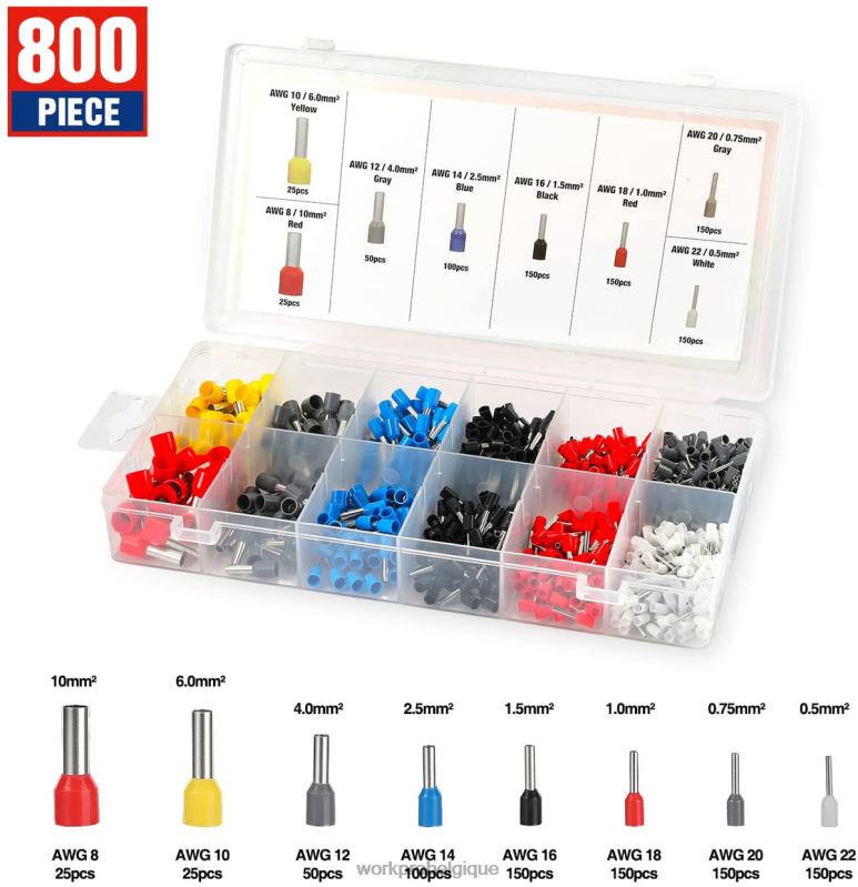 WORKPROKit d'outils de sertissage de virole, outil de sertissage de fil à cliquet auto-ajustable awg 28-7 N4DL161 outil