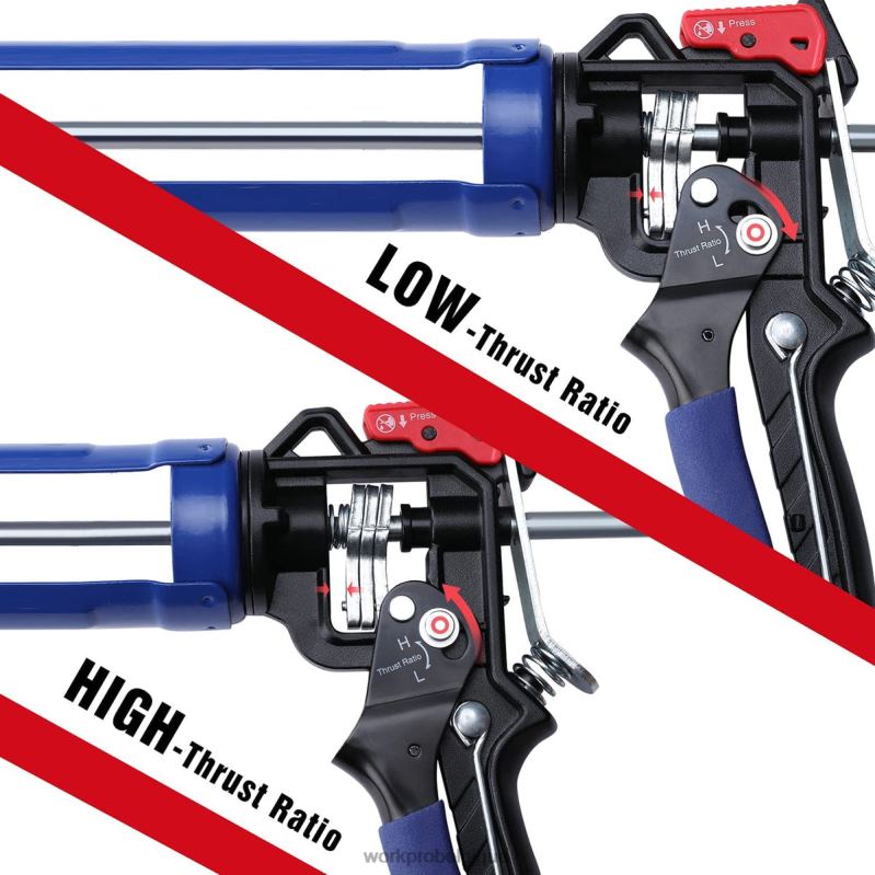 WORKPROPistolet à calfeutrer à rapport de poussée réglable pour tubes de calfeutrage standard N4DL135 outil