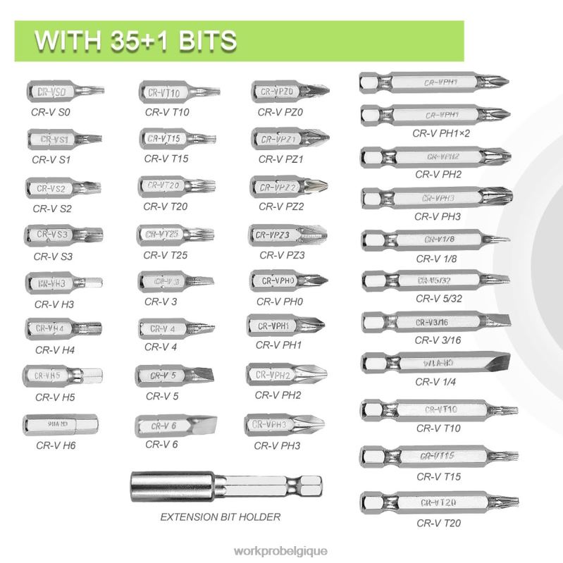WORKPROTournevis électrique 4v, jeu de tournevis sans fil rechargeable avec lumière LED N4DL232 outil