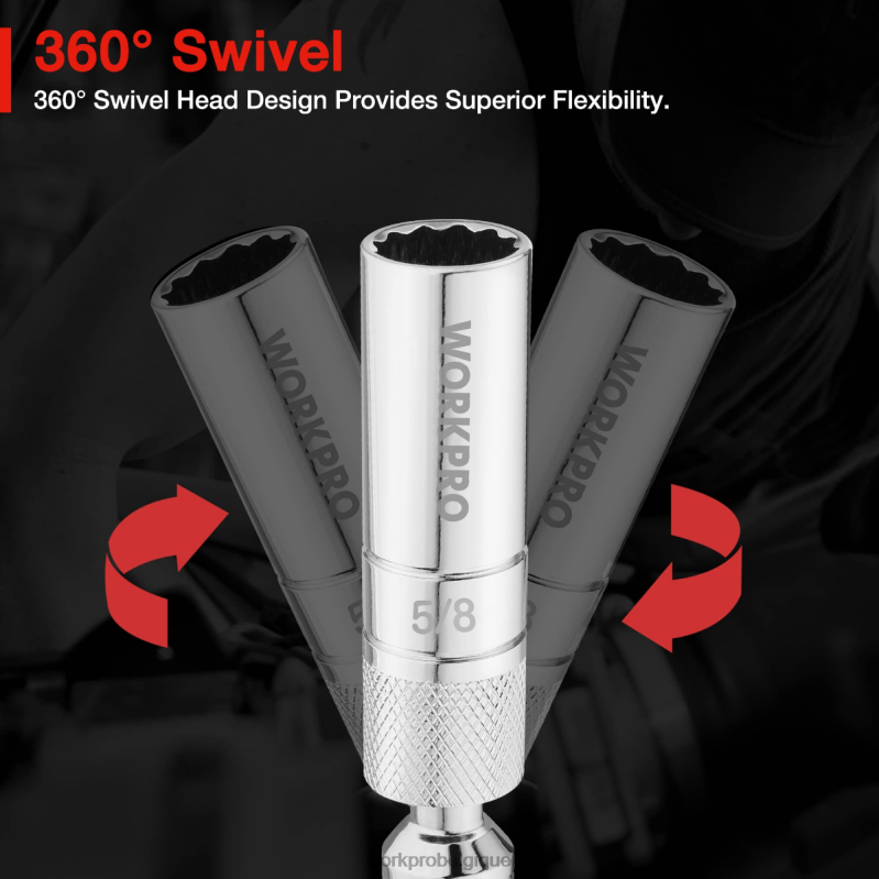 WORKPRObougie d'allumage pivotante magnétique avec prise à paroi mince N4DL147 outil