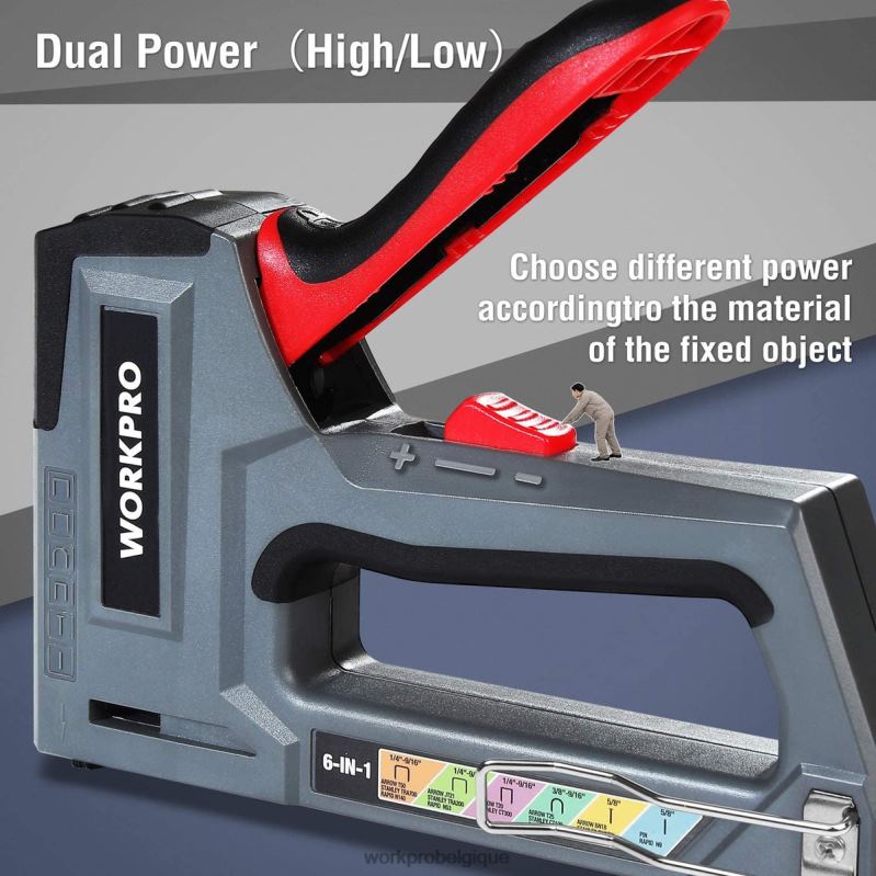 WORKPROCloueur manuel 6 en 1, agrafeuse pour tissus d'ameublement, pistolet à clous N4DL59 outil