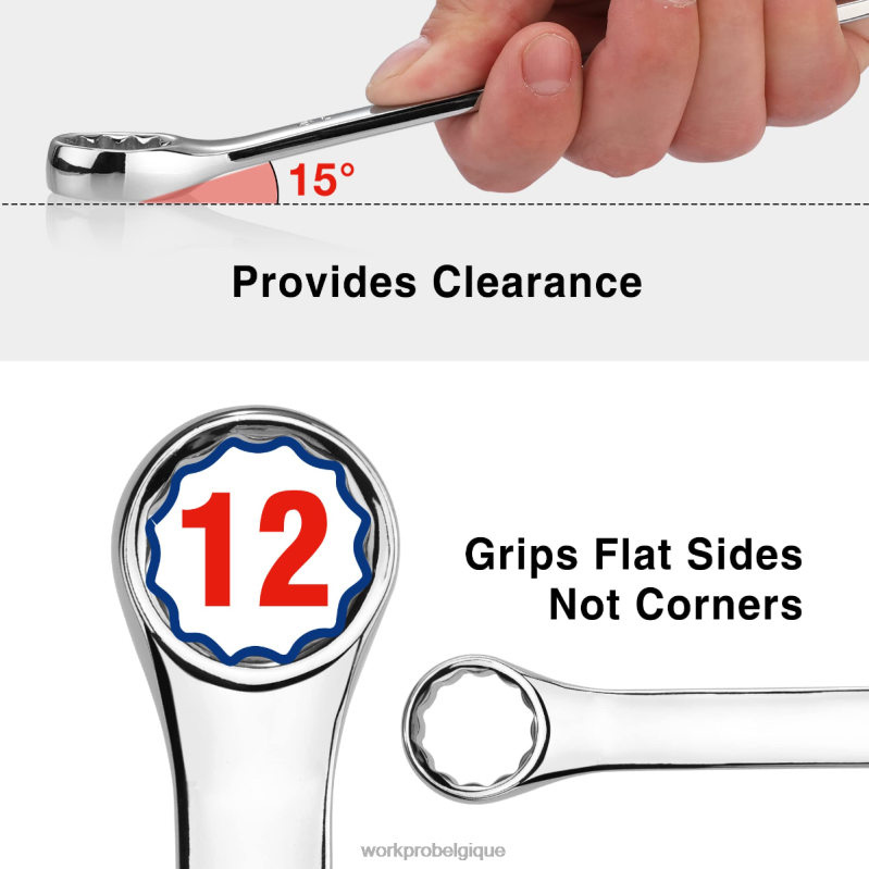 WORKPROJeu de 20 clés combinées métriques et sae cr-v à 12 pans N4DL93 outil