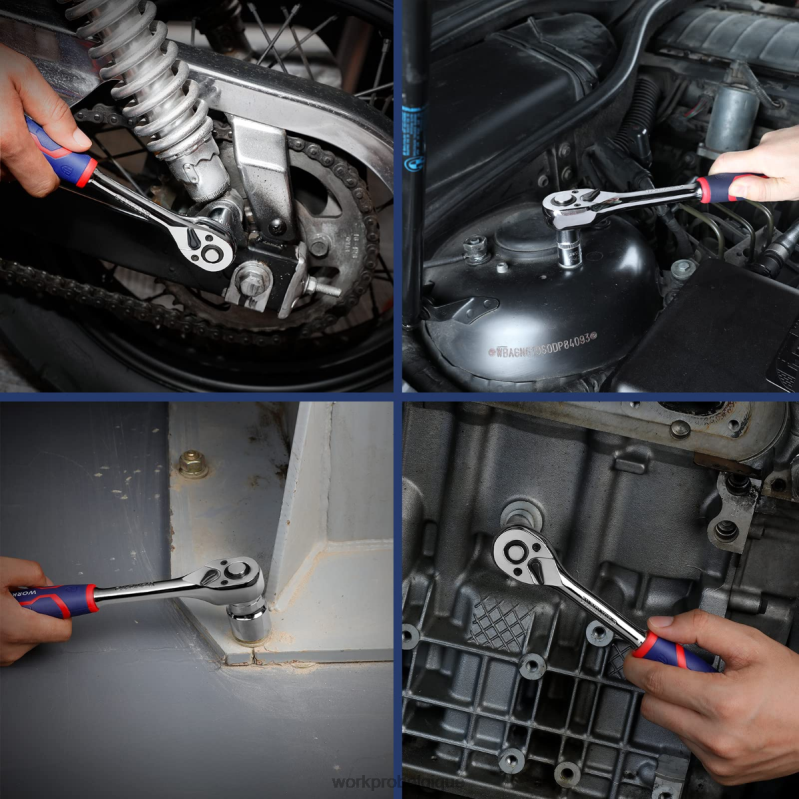 WORKPROJeu de 3 cliquets, clé à douille réversible à dégagement rapide, 72 dents, 40cr, en acier N4DL91 outil