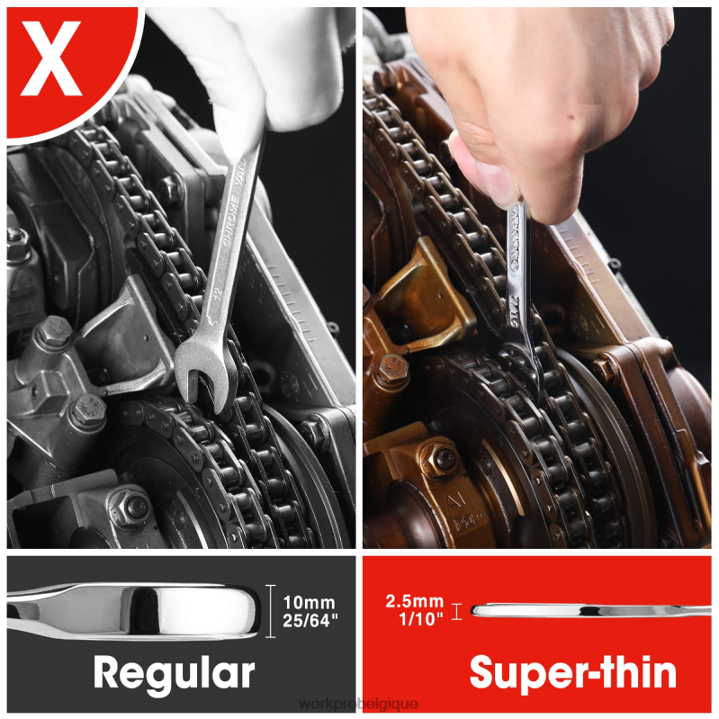 WORKPROJeu de 7 clés métriques super fines avec pochette de rangement enroulable N4DL96 outil