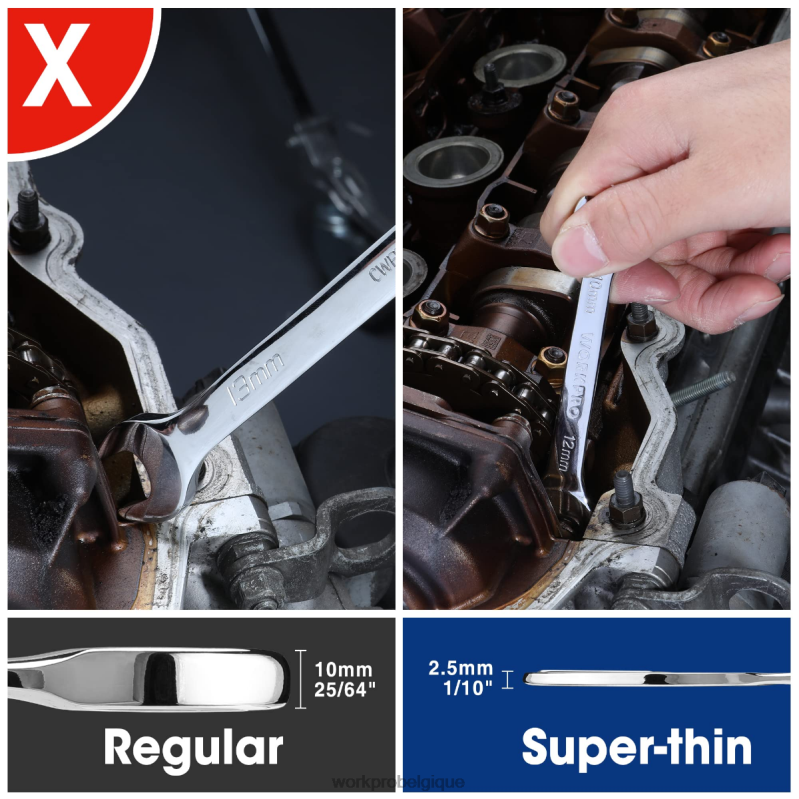 WORKPROJeu de 7 clés métriques super fines avec pochette de rangement enroulable N4DL96 outil