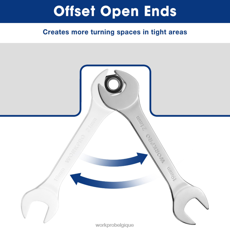 WORKPROJeu de 7 clés métriques super fines avec pochette de rangement enroulable N4DL96 outil
