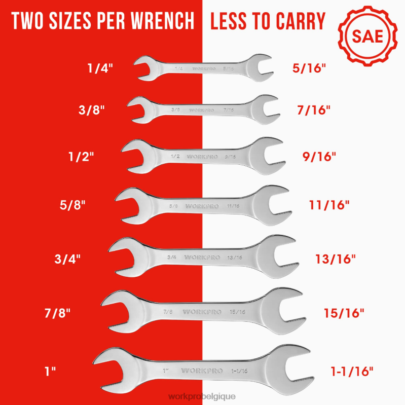 WORKPROJeu de 7 clés métriques super fines avec pochette de rangement enroulable N4DL96 outil