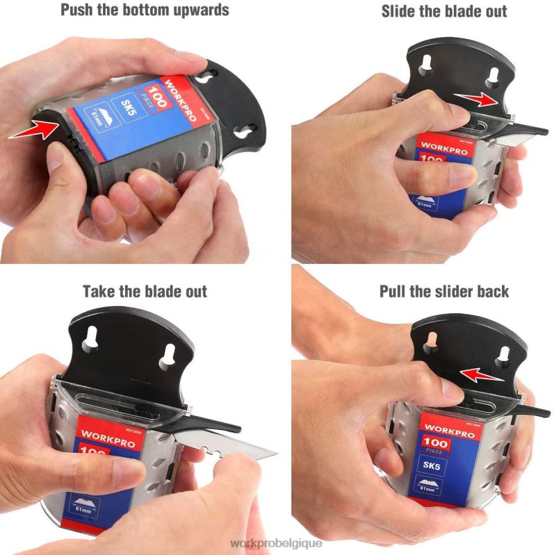 WORKPRO100 pcs lames de couteau utilitaire en acier sk5 avec distributeur N4DL40 outil