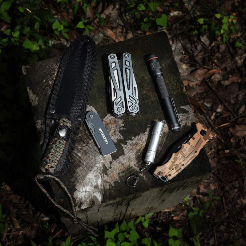 WORKPROEnsemble de couteaux utilitaires de poche pliants à changement rapide, 3 pièces, avec clip de ceinture N4DL45 outil