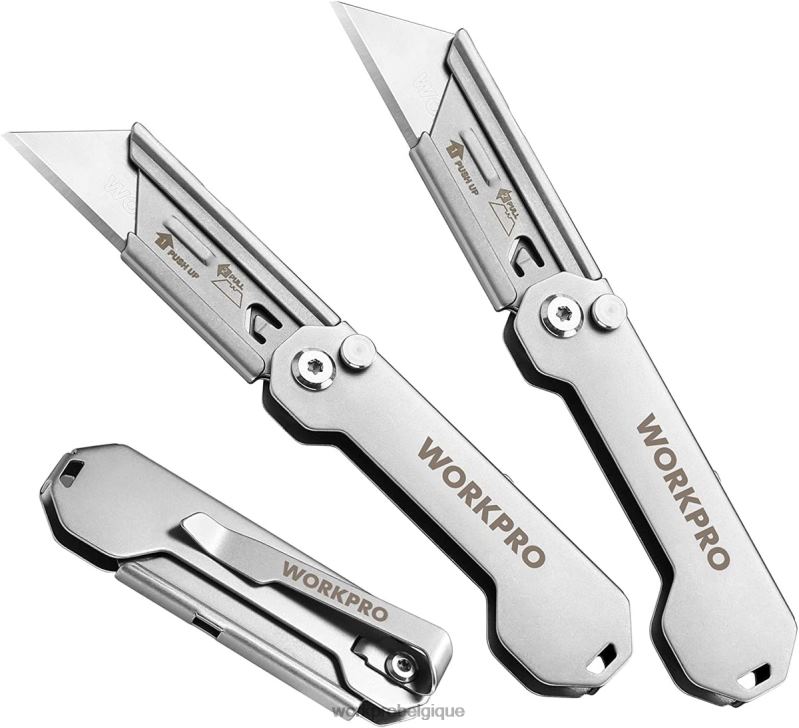 WORKPROEnsemble de couteaux utilitaires pliants, 3 pièces, lames à changement rapide, coupe-boîte N4DL43 outil