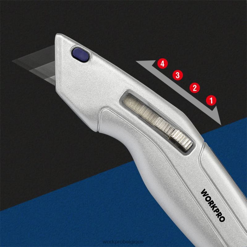 WORKPROcouteau utilitaire rétractable et coffre de sécurité auto-rétractable avec 2 lames supplémentaires incluses N4DL41 outil