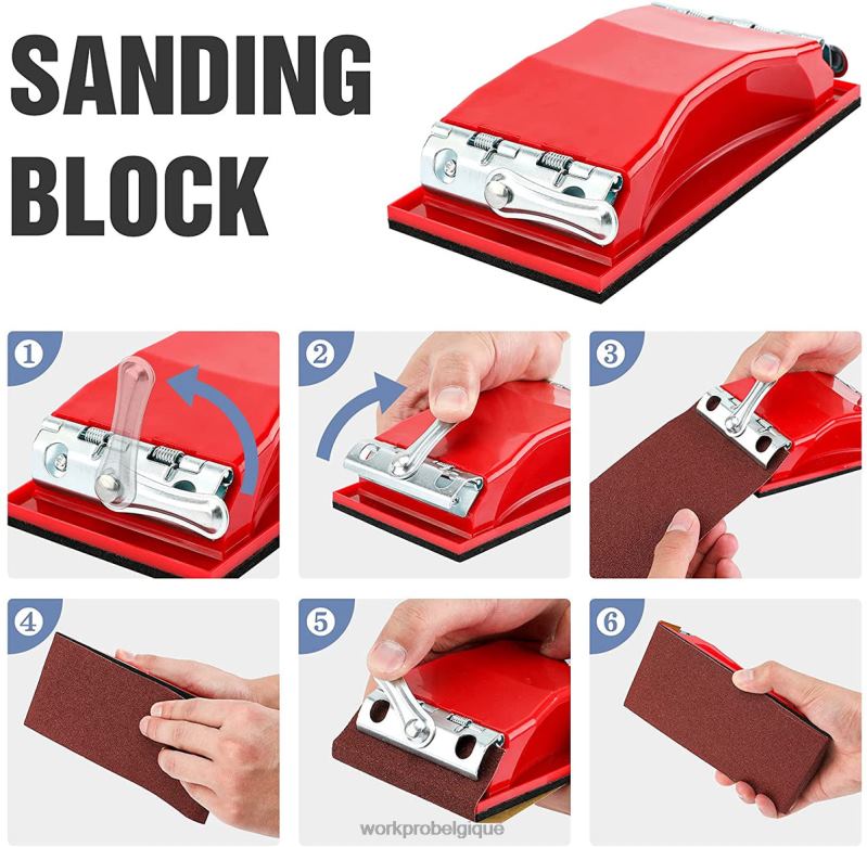 WORKPRO24 paquets de papier de verre grain 80-600 assortis avec support N4DL150 outil