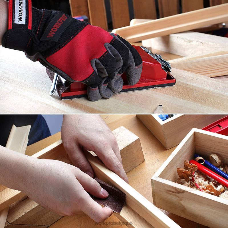 WORKPRO24 paquets de papier de verre grain 80-600 assortis avec support N4DL150 outil