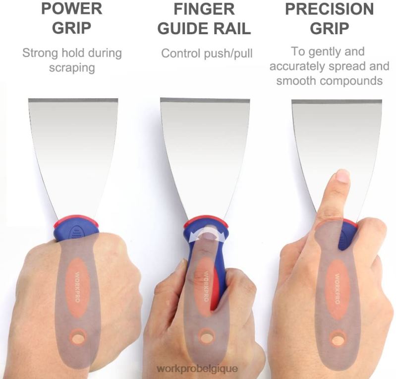 WORKPROEnsemble de 4 couteaux à mastic en acier inoxydable N4DL149 outil