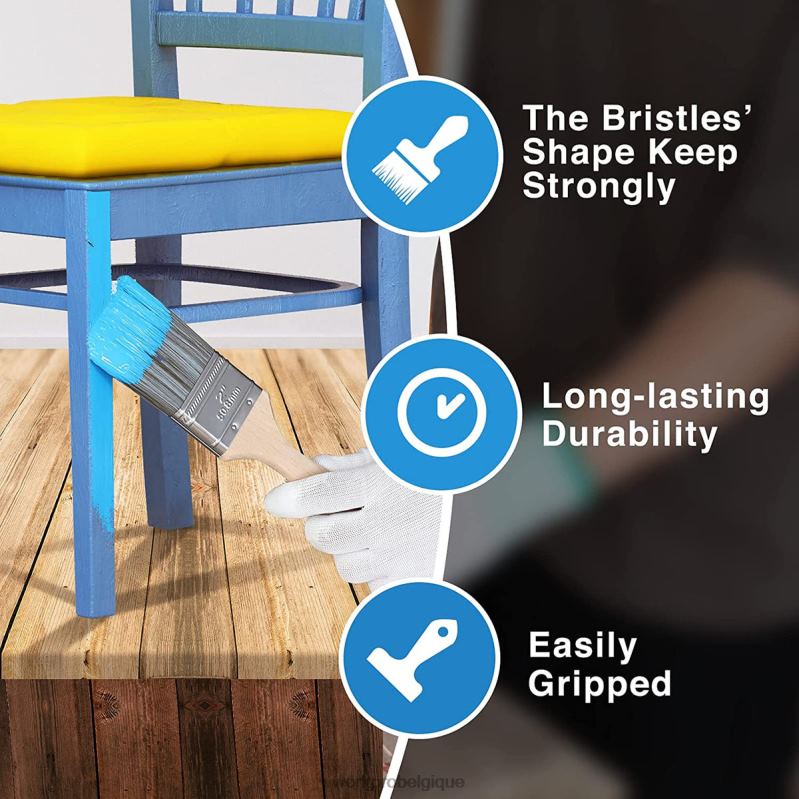 WORKPROEnsemble de pinceaux, 5 pièces pinceau professionnel plat et angulaire avec manche en bois N4DL151 outil