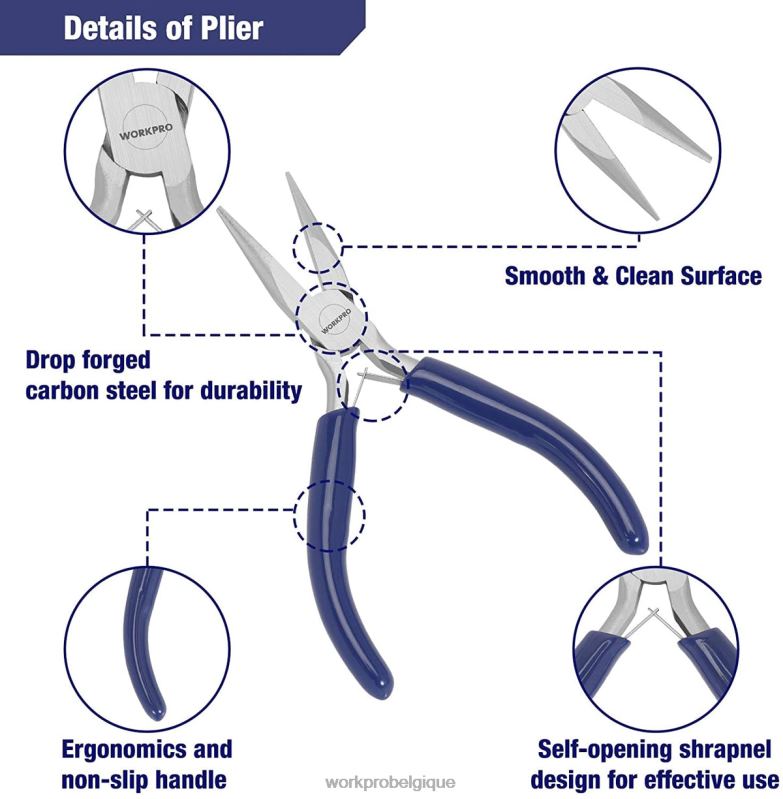 WORKPROEnsemble de 7 pinces à bijoux pour outils de fabrication de bijoux avec pochette de transport facile N4DL77 outil