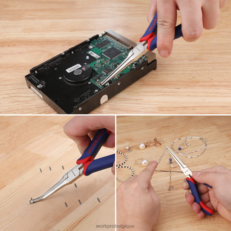 WORKPROEnsemble de mini pinces à bec effilé 2 pièces, pinces à bec long, pinces à bec courbé N4DL73 outil