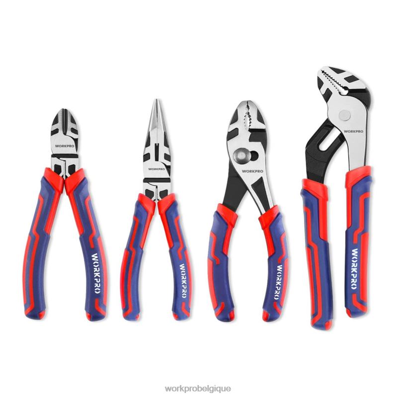 WORKPROEnsembles d'outils de pinces de construction cr-v de qualité supérieure, 4 pièces N4DL72 outil