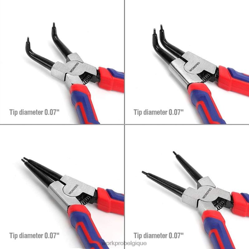 WORKPROJeu de 4 pinces à circlips avec pochette de rangement N4DL67 outil